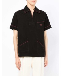 schwarzes besticktes Polohemd von Fred Perry