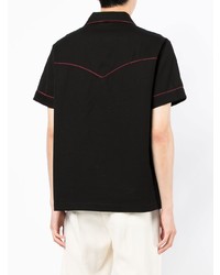 schwarzes besticktes Polohemd von Fred Perry