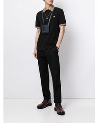 schwarzes besticktes Polohemd von Fred Perry