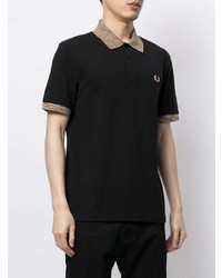 schwarzes besticktes Polohemd von Fred Perry