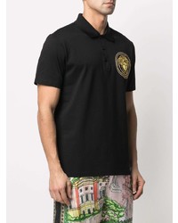 schwarzes besticktes Polohemd von Versace