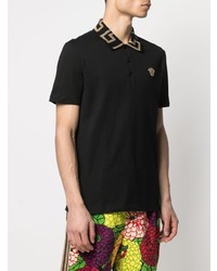 schwarzes besticktes Polohemd von Versace