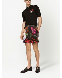 schwarzes besticktes Polohemd von Dolce & Gabbana