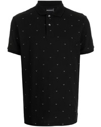 schwarzes besticktes Polohemd von Emporio Armani