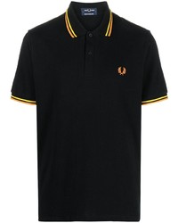 schwarzes besticktes Polohemd von Fred Perry