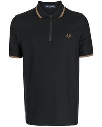 schwarzes besticktes Polohemd von Fred Perry