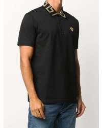 schwarzes besticktes Polohemd von Versace