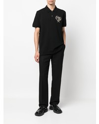 schwarzes besticktes Polohemd von Alexander McQueen