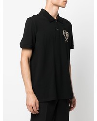 schwarzes besticktes Polohemd von Alexander McQueen