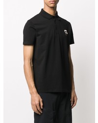 schwarzes besticktes Polohemd von Karl Lagerfeld
