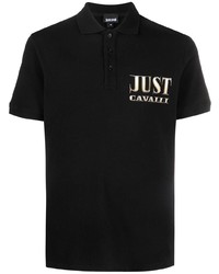 schwarzes besticktes Polohemd von Just Cavalli