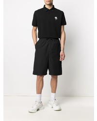 schwarzes besticktes Polohemd von Karl Lagerfeld