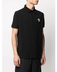 schwarzes besticktes Polohemd von Karl Lagerfeld