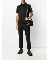 schwarzes besticktes Polohemd von Alexander McQueen