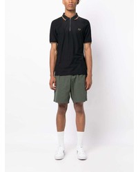 schwarzes besticktes Polohemd von Fred Perry