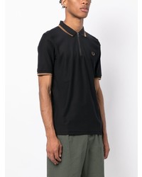 schwarzes besticktes Polohemd von Fred Perry