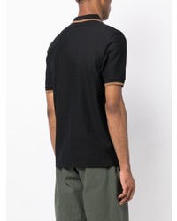 schwarzes besticktes Polohemd von Fred Perry