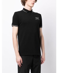 schwarzes besticktes Polohemd von Hackett