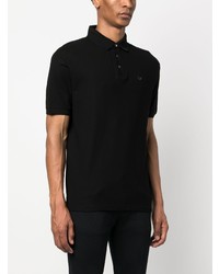 schwarzes besticktes Polohemd von Emporio Armani