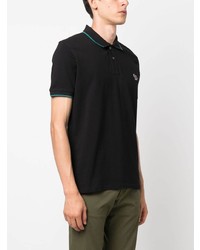 schwarzes besticktes Polohemd von PS Paul Smith