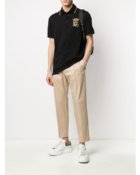 schwarzes besticktes Polohemd von Dolce & Gabbana