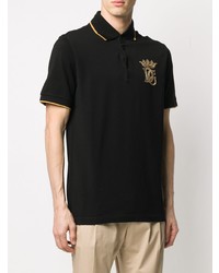 schwarzes besticktes Polohemd von Dolce & Gabbana