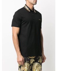 schwarzes besticktes Polohemd von Versace