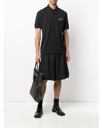 schwarzes besticktes Polohemd von Raf Simons X Fred Perry