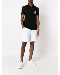 schwarzes besticktes Polohemd von Armani Exchange