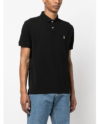 schwarzes besticktes Polohemd von Polo Ralph Lauren