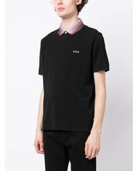 schwarzes besticktes Polohemd von BOSS