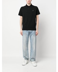 schwarzes besticktes Polohemd von Stone Island