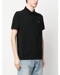 schwarzes besticktes Polohemd von Stone Island