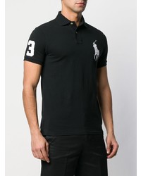 schwarzes besticktes Polohemd von Polo Ralph Lauren