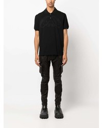 schwarzes besticktes Polohemd von Alexander McQueen