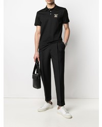 schwarzes besticktes Polohemd von Emporio Armani