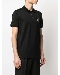 schwarzes besticktes Polohemd von Emporio Armani