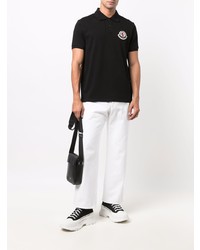 schwarzes besticktes Polohemd von Moncler