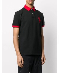 schwarzes besticktes Polohemd von Polo Ralph Lauren