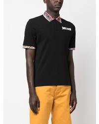 schwarzes besticktes Polohemd von Just Cavalli