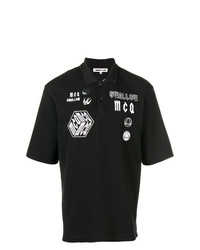 schwarzes besticktes Polohemd von McQ Alexander McQueen