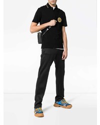 schwarzes besticktes Polohemd von Versace