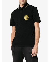 schwarzes besticktes Polohemd von Versace