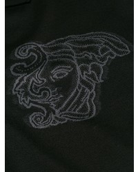 schwarzes besticktes Polohemd von Versace Collection