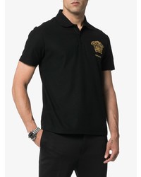 schwarzes besticktes Polohemd von Versace