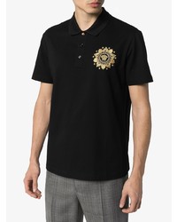 schwarzes besticktes Polohemd von Versace