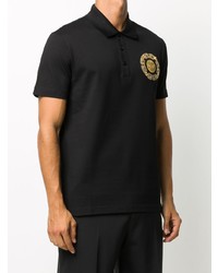 schwarzes besticktes Polohemd von Versace