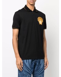 schwarzes besticktes Polohemd von Versace