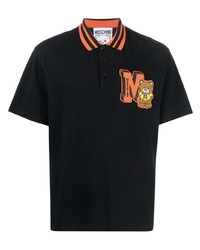 schwarzes besticktes Polohemd von Moschino