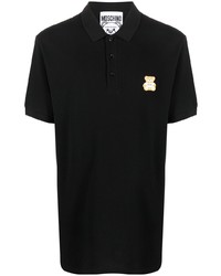 schwarzes besticktes Polohemd von Moschino